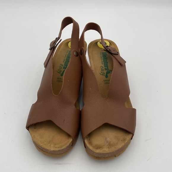 Bionatura easy Brown Leather Wedge Sandals women 9 Casual office vacation Y2K - Picture 4 of 11